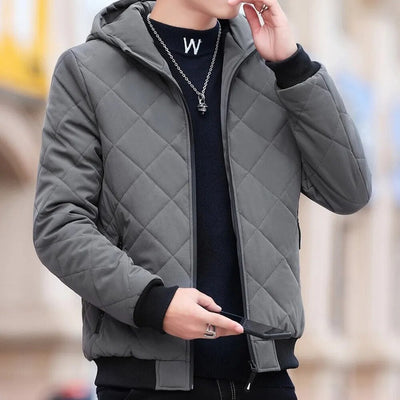 Herren Steppjacke mit Kapuze und Diamantmuster