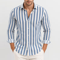 Scott | Herren Gestreiftes Button-Down Hemd in Blau