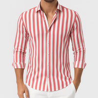 Scott | Herren Gestreiftes Button-Down Hemd in Rosa