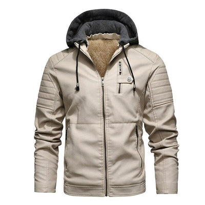 Elegante Vegan Lederjacke mit Kapuze für Herren | Ideal für den Winter