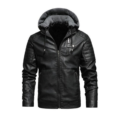 Elegante Vegan Lederjacke mit Kapuze für Herren | Ideal für den Winter