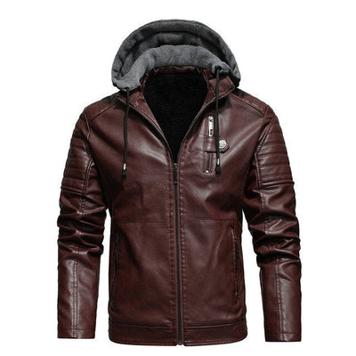Elegante Vegan Lederjacke mit Kapuze für Herren | Ideal für den Winter