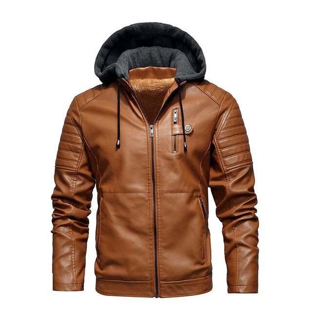 Elegante Vegan Lederjacke mit Kapuze für Herren | Ideal für den Winter
