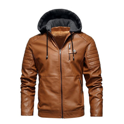Elegante Vegan Lederjacke mit Kapuze für Herren | Ideal für den Winter