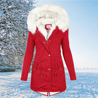 VICTORIA  - Winter Fellfutter Parka Jacke  Für Frauen in Rot