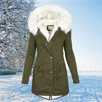 VICTORIA  - Winter Fellfutter Parka Jacke  Für Frauen in Armeegrün