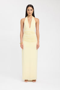Elizabeth | Damen Maxikleid Elegant Zeitlos Festlich Romantic Abend in Buttergelb