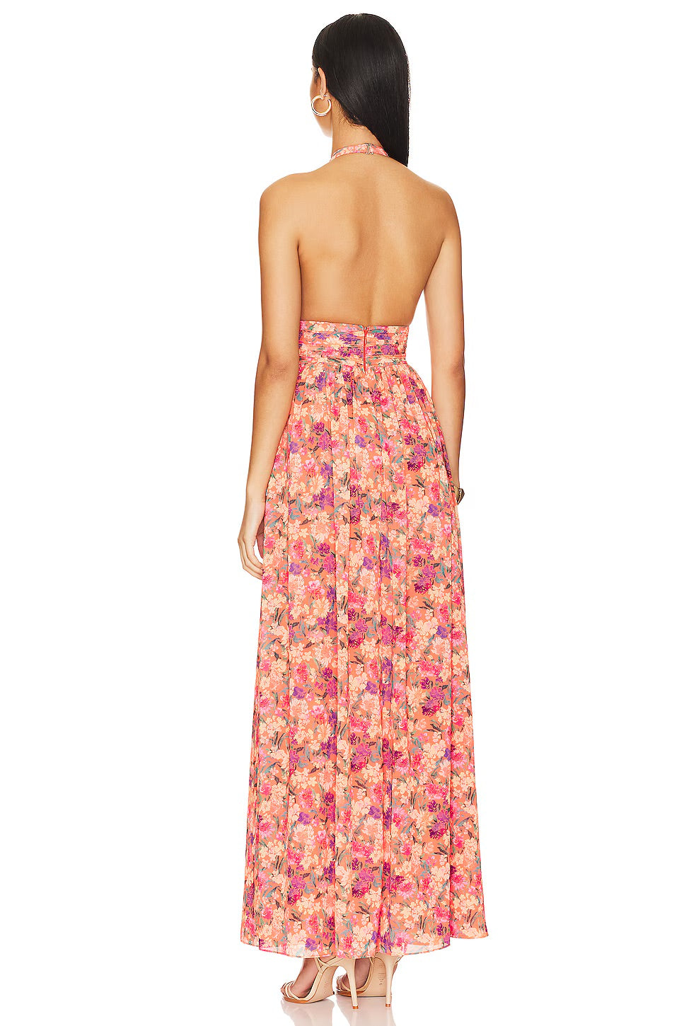 Fudus | Cross Collar Spitze Plissee Ärmel Maxi Kleid