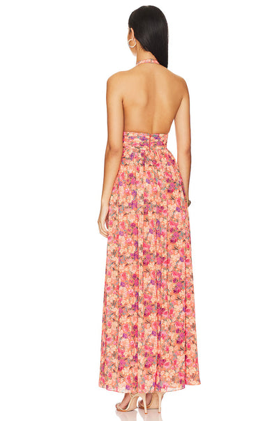 Fudus | Cross Collar Spitze Plissee Ärmel Maxi Kleid