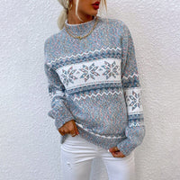 KARENE - Damen-Strickpullover – Warmer Winterpullover mit Norwegermuster in Blau