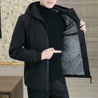 Xander - 2025 Mode Jacke mit Kapuze Windjacke in Schwarz