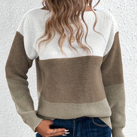 Birte | Vielseitiger Langarm Strickpullover in Braun