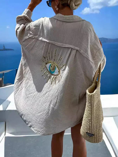 Fudus | Böser Augen Pailletten Lockerer Bluse