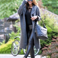 Lange Strickjacke Damen mit Kapuze | Grob Gestrickt Cardigan für Herbst und Winter | Stilvolle Wärme und Komfort in Grau