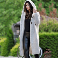 Lange Strickjacke Damen mit Kapuze | Grob Gestrickt Cardigan für Herbst und Winter | Stilvolle Wärme und Komfort in Beige