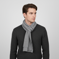 Langer Gestrickter Unisex Schal mit Rippenstruktur in Hellgrau