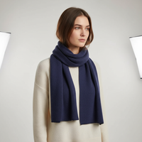Langer Gestrickter Unisex Schal mit Rippenstruktur in Dunkelblau
