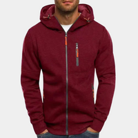 Lässiger Herren-Hoodie mit Reißverschluss und entspanntem Schnitt in Rot