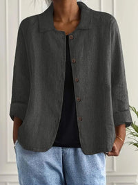 Leichter Damen Cardigan Hemd-Stil mit Knöpfen für Sommer und Alltag in Dunkelgrau
