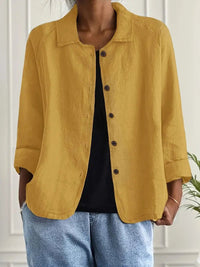 Leichter Damen Cardigan Hemd-Stil mit Knöpfen für Sommer und Alltag in Gelb