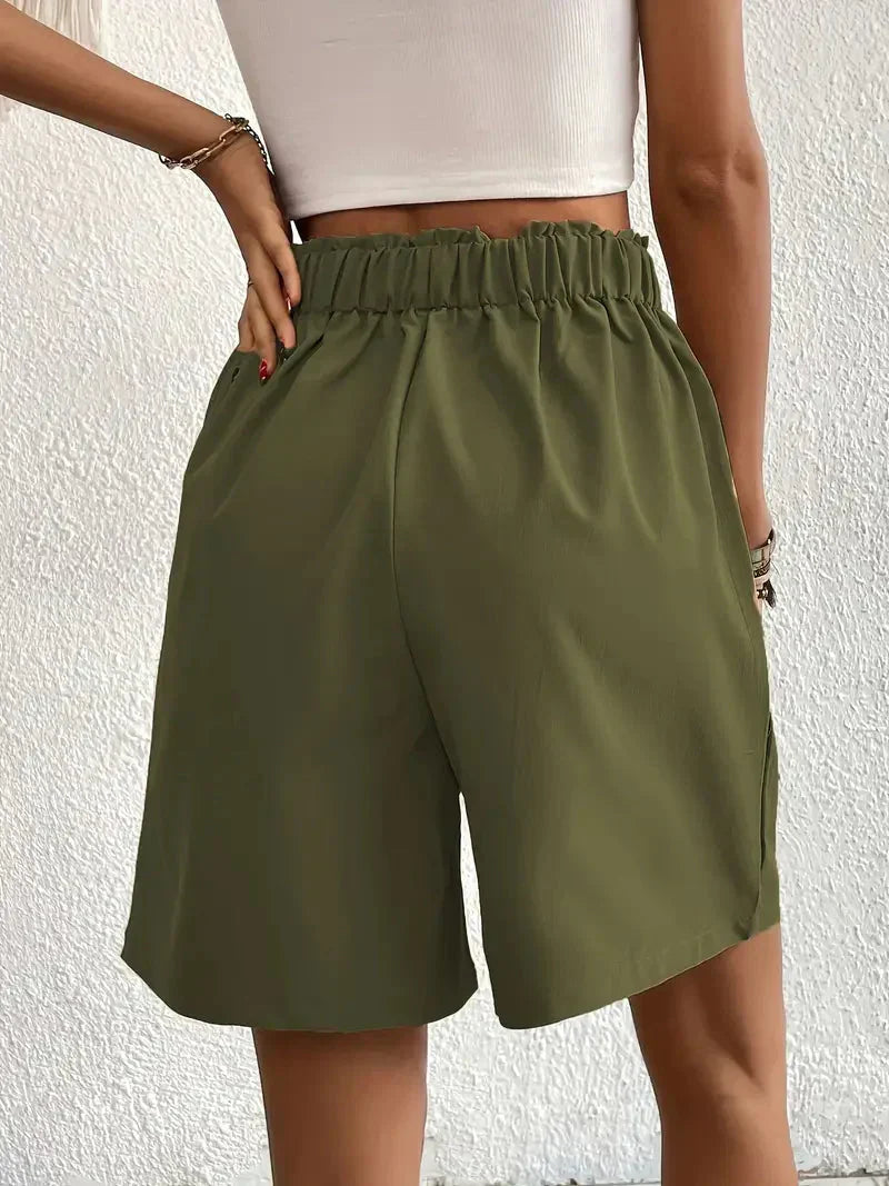 Damen Leinen-Shorts mit hoher Taille