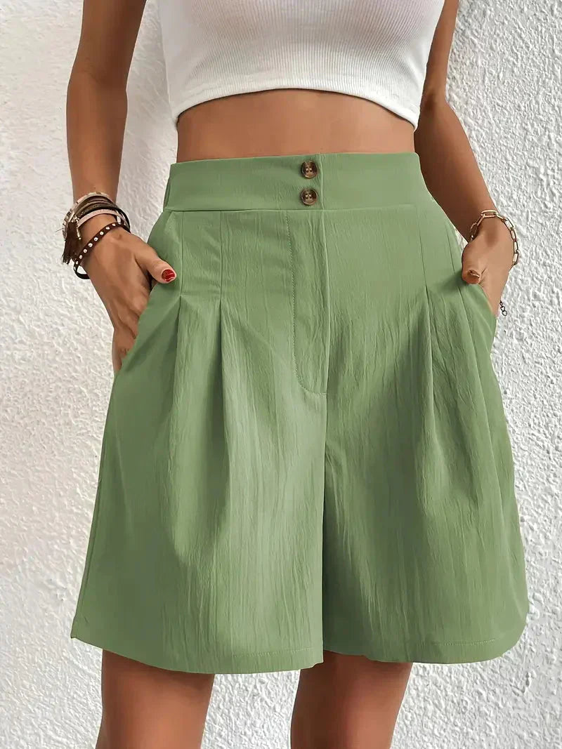 Damen Leinen-Shorts mit hoher Taille