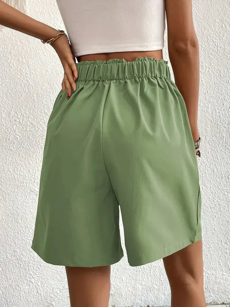 Damen Leinen-Shorts mit hoher Taille