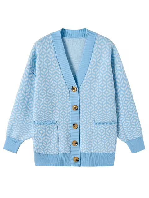 Ulrika | Strickjacke mit Geometrischem Muster und Knopfleiste