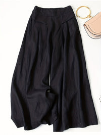 Chrissy | Leinenmix-Hose mit weitem Bein und elastischem Bund in Schwarz