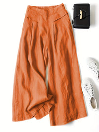 Chrissy | Leinenmix-Hose mit weitem Bein und elastischem Bund in Mandarinenrot