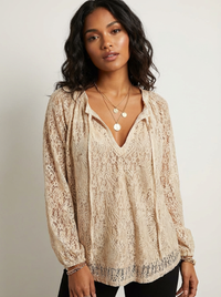 Luftige Spitzenbluse mit bohemian Ausstrahlung - Kelly in Khaki