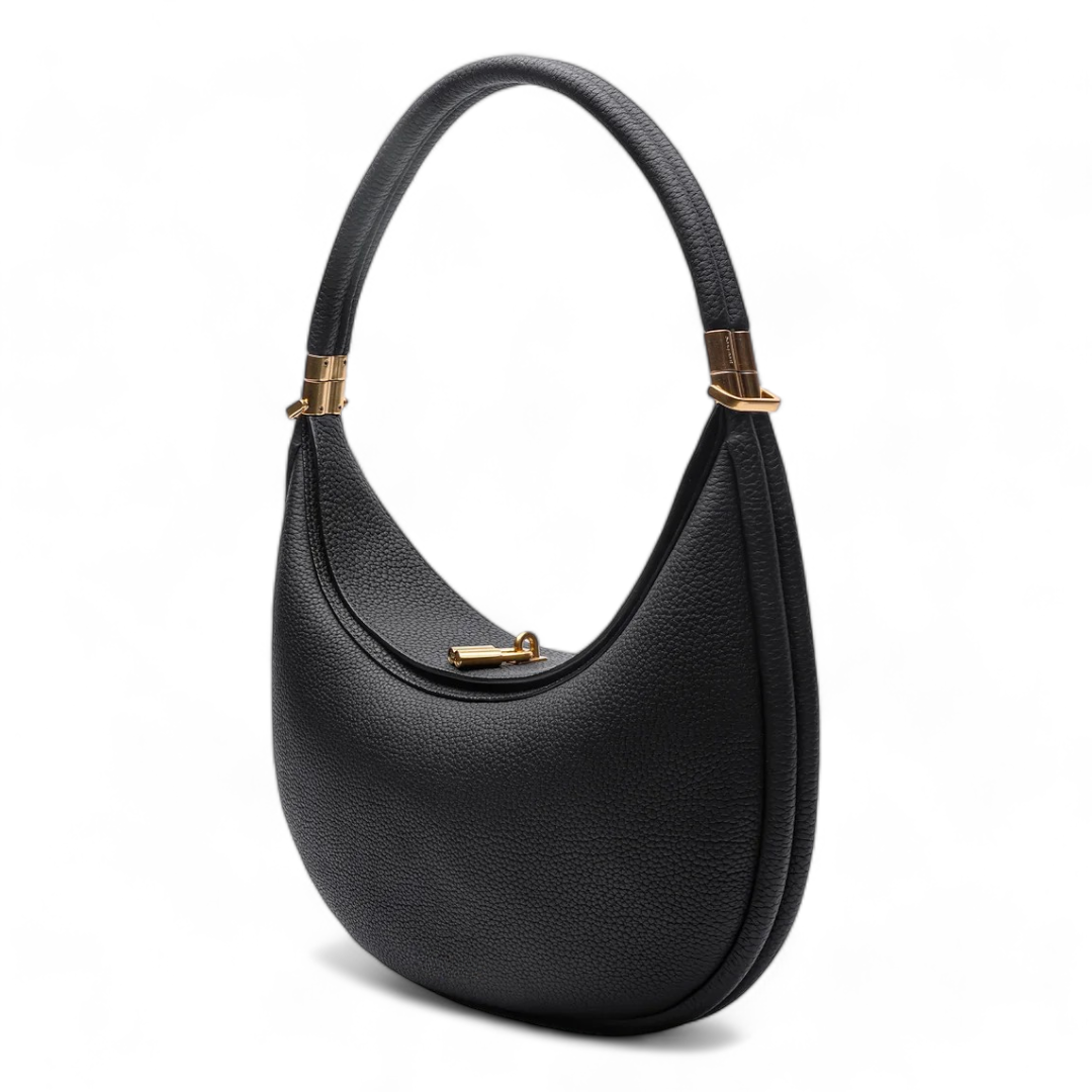 Emma | Ledertasche Damen aus Echtem Leder – Elegante Halbmondform in Onyx