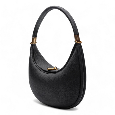 Emma | Ledertasche Damen aus Echtem Leder – Elegante Halbmondform in Onyx