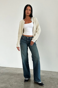 Florine | Damen Low Rise Jeans Trend Modern Casual Urban Denim in Dunkelblau