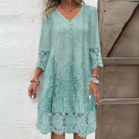 Greta | Damen Vintage Spitzenbesatz Shift Kleid in Grün