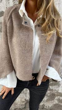 Molly - Langärmeliger Wollmantel für Damen in Grau
