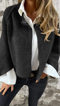 Molly - Langärmeliger Wollmantel für Damen in Schwarz