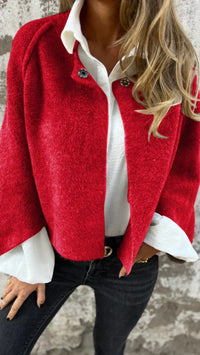 Molly - Langärmeliger Wollmantel für Damen in Rot