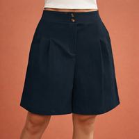 Hochtaillierte plissierte Shorts für Damen | Selina in Marineblau