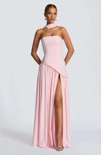 Céleste | Damen Trägerloses Maxikleid Fließend Elegant Festlich Sommer in Rosa