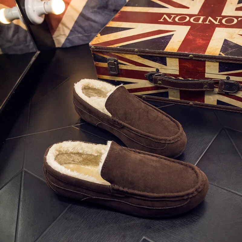 Herren Winter Leder Loafer Schuhe