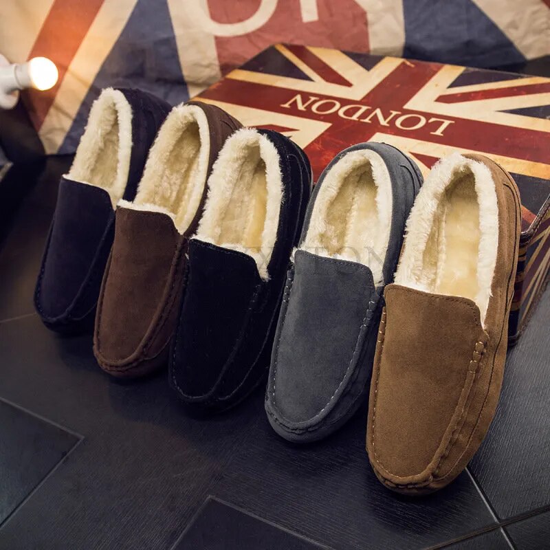 Herren Winter Leder Loafer Schuhe