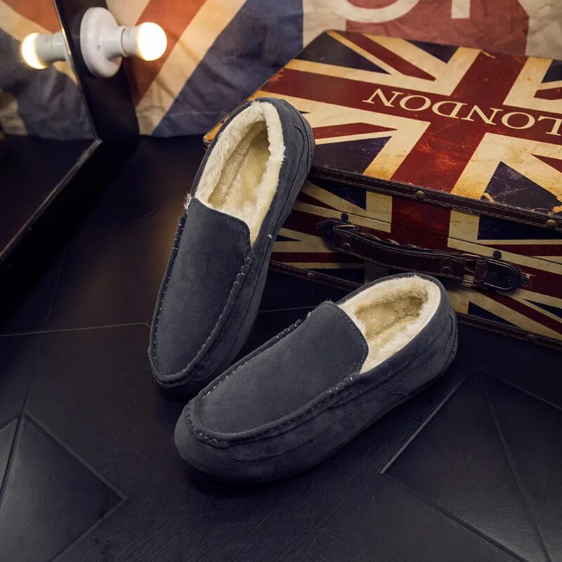 Herren Winter Leder Loafer Schuhe