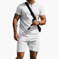 Herren-Poloshirt mit Seitentaschen und strukturierter Oberfläche in Weiß