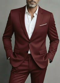 Elias | Herren Frühjahr Slim Fit Anzug Elegant Modern Business Leicht in Weinrot