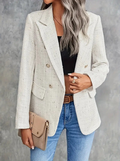 Beiger Doppelreihiger Blazer für Damen
