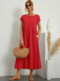 Cintia – Lässiges Midi Kleid in Rot