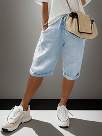 Mirjam | Damen Shorts Knie Kordelzug Leicht Komfort Sommer Casual in Hellblau