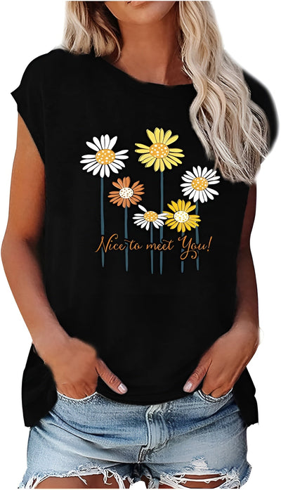 Terini | Lässiges T-Shirt mit Gänseblümchen-Print