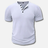 Leon | Herren Muscle Fit Henley Shirt Kurzarm Sport Urban Modern in Weiß